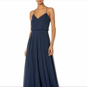 Jenny Yoo Collection Inesse Navy Blue V Neck sz 4